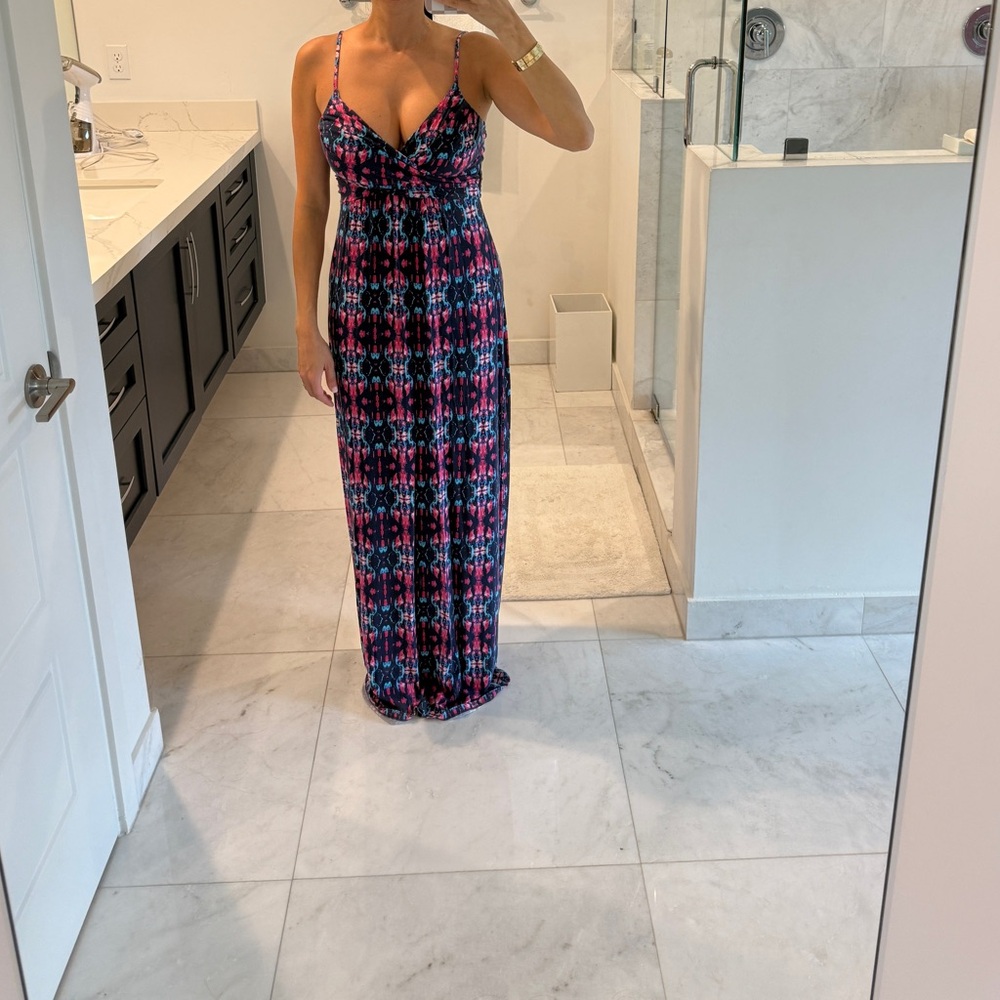 Tart Vibrant Pink and Blue Maxi Dress